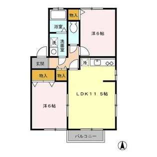 アンソレイエ II【2階】の間取り