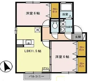 グランモア寺内 A【2階】の間取り