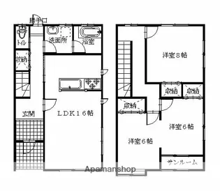 パティオ緑ヶ丘A棟(連棟式貸家)【2号室】の間取り