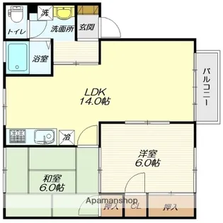 アーバンハイツ A棟【102号室】の間取り