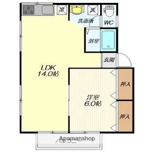 ニューウエスト’98【F号室】の間取り