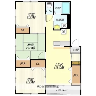 グリーン薬師町【302号室】の間取り