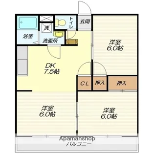 ヤマサン五十鈴 A棟【307号室】の間取り