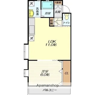 シャルム小白川F棟【102号室】の間取り