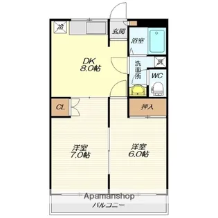 ヤマサン五十鈴 B棟【201号室】の間取り