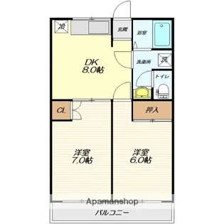 ヤマサン五十鈴 B棟【305号室】の間取り