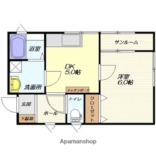 レジデンスアプリコット【101号室】の間取り