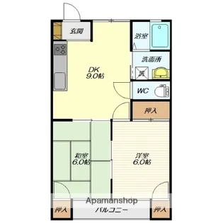 テニメントハウスB棟【222号室】の間取り