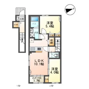 メゾン ドュ サンテ B【2階】の間取り