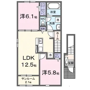 ハピネス落合B【2階】の間取り