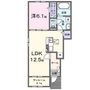 ハピネス落合B【1階】の間取り