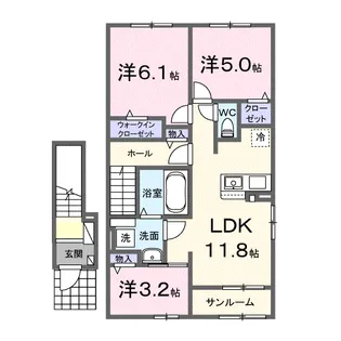メゾンシャルール【2階】の間取り