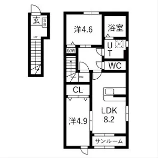 ヴィルヌーブⅢ【2階】の間取り