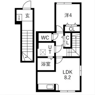 アクアフィオーレ江南【201号室】の間取り