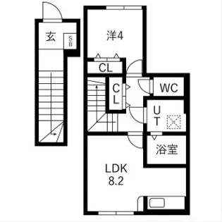 アクアフィオーレ江南【202号室】の間取り