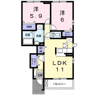 ア・ラ・モード パレA【1階】の間取り