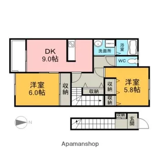 ル・ヴォヌールA棟【2階】の間取り