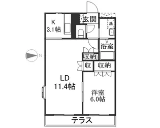 アルファビレッジ豊岡【1階】の間取り
