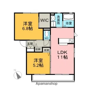 スクエアコートB棟【101号室】の間取り