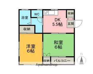 白鳥ハイツ【2階】の間取り