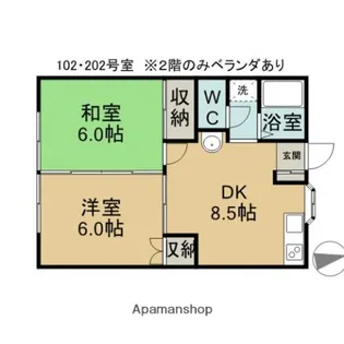 松本コーポ【102号室】の間取り