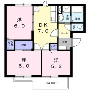 メゾンドソレイユB【2階】の間取り