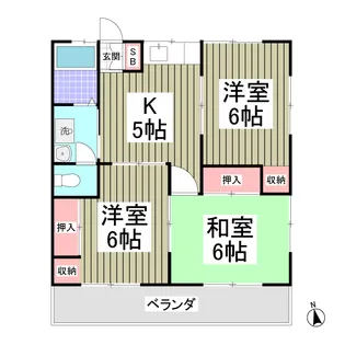 ヤマサンコーポB【1階】の間取り