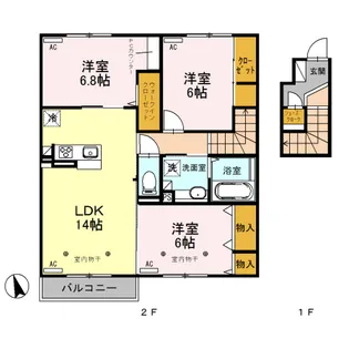 シュエット B【2階】の間取り