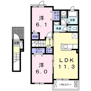 悠楽住宅マス・マロック【2階】の間取り