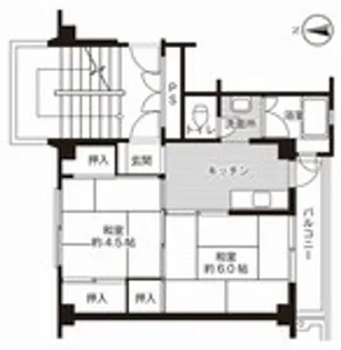 ビレッジハウス総和1号棟【0308号室】の間取り