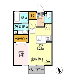 エール ド クラージュ B【1階】の間取り