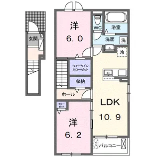 クロスサイド アパートメントⅠ【2階】の間取り