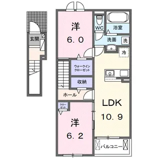 クロスサイド アパートメントⅡ【2階】の間取り
