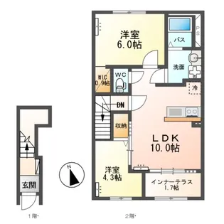 (仮)東牛谷アパートⅡ【2階】の間取り