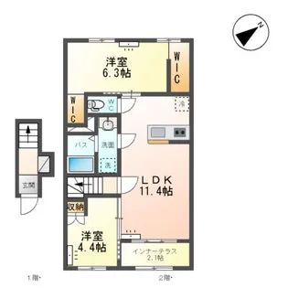 ラルーナA【2階】の間取り