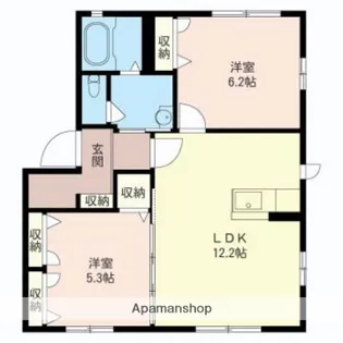 ディアコートB棟【101号室】の間取り