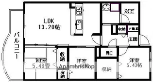 花水木の里C棟【504号室】の間取り