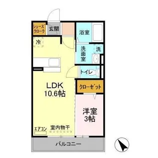 シンシア千波 A【3階】の間取り