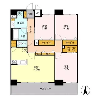 フロンティア・コンフォート研究学園【14階】の間取り