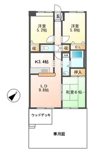 グランディール高野台【1階】の間取り