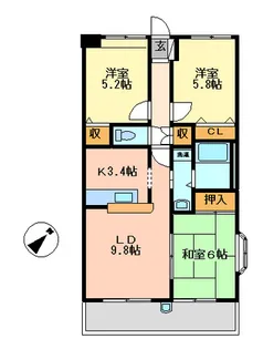 グランディール高野台【2階】の間取り