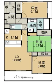 レヴィールガーデンつくば竹園 405号室【4階】の間取り