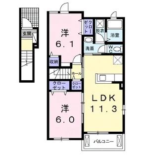 ベリーヒルズB【2階】の間取り