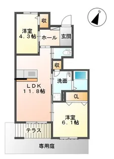 アヴェニール陽向【1階】の間取り