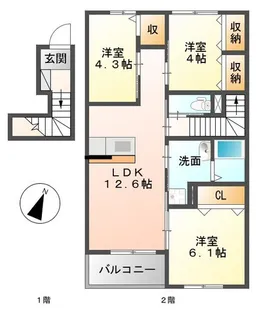 アヴェニール陽向【2階】の間取り