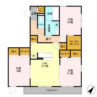 プリムヴェール二の宮【3階】の間取り
