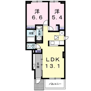プロムナードヌウボーB【1階】の間取り