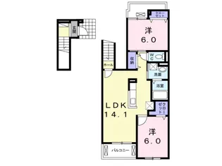 2LDKの間取り画像
