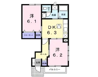 プリムローズⅡ壱番館【1階】の間取り