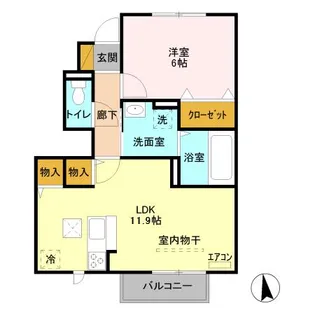 アンソレイユB【1階】の間取り